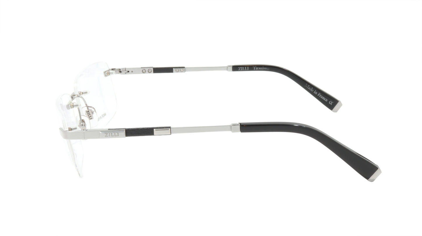 ZILLI Eyewear Rimless with Silver and Leather ZI 60028 C03