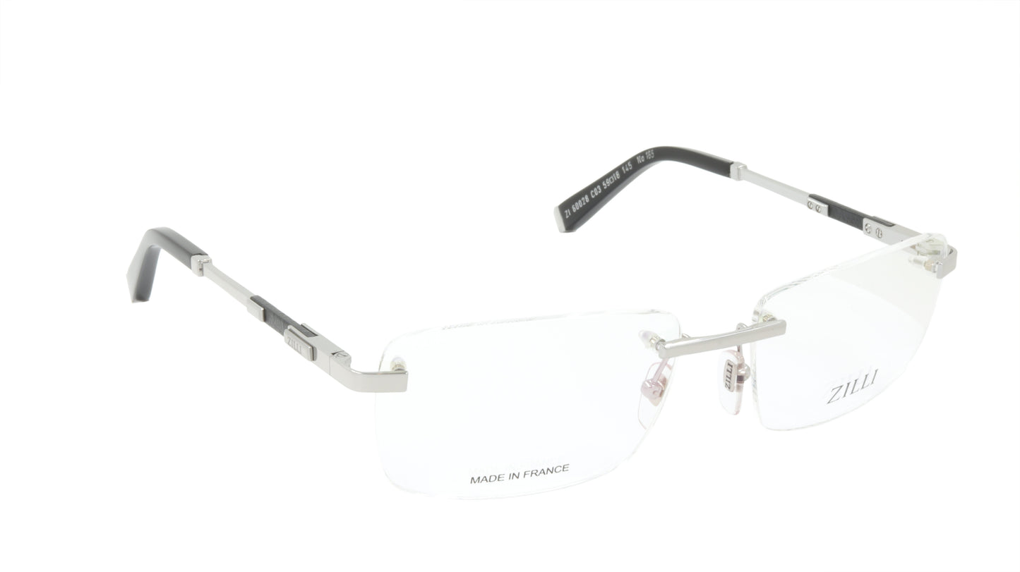 ZILLI Eyewear Rimless with Silver and Leather ZI 60028 C03