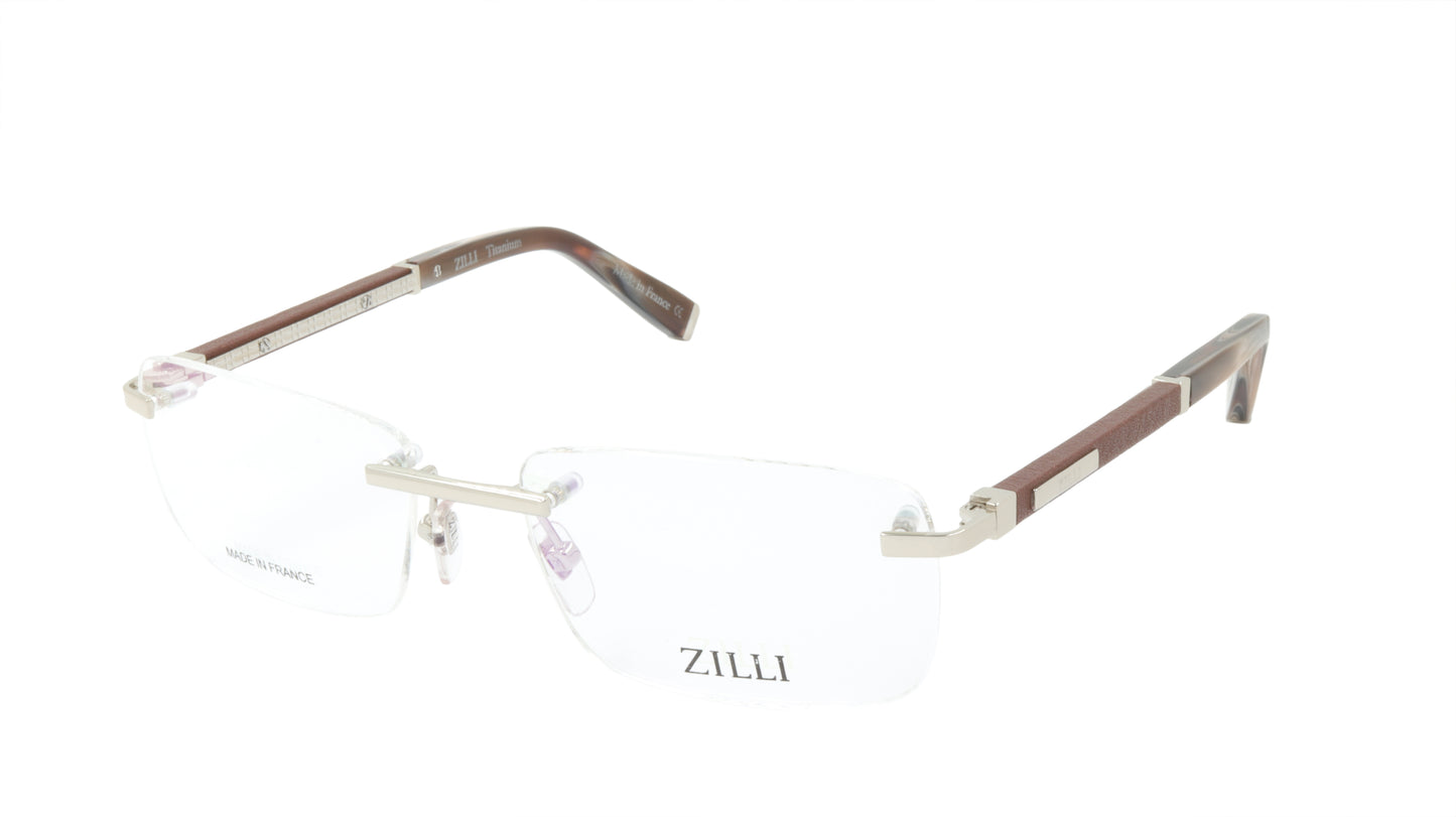 ZILLI Eyeglasses Frame Titanium Acetate Leather France Made ZI 60031 C06