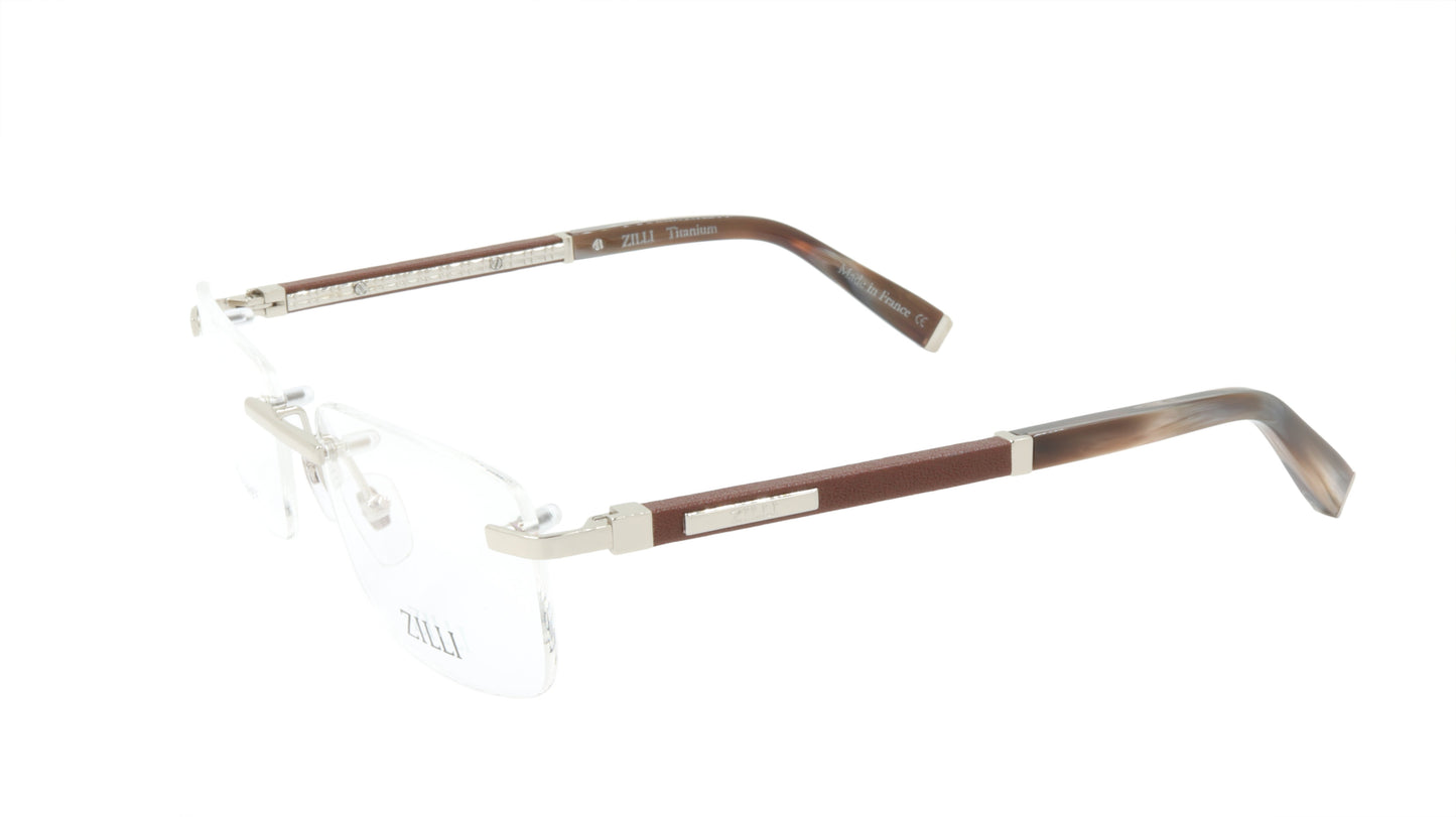 ZILLI Eyeglasses Frame Titanium Acetate Leather France Made ZI 60031 C06
