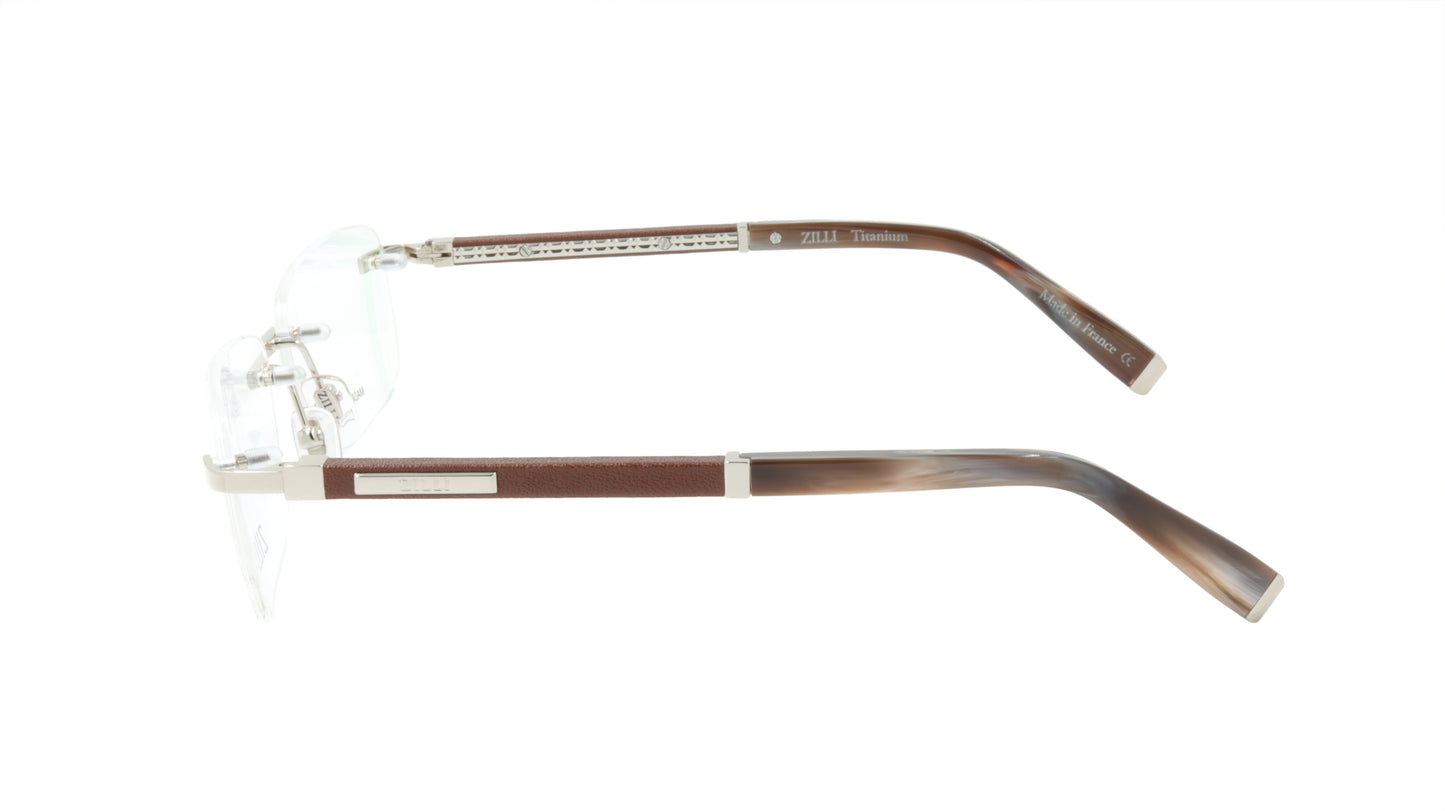 ZILLI Eyeglasses Frame Titanium Acetate Leather France Made ZI 60031 C06
