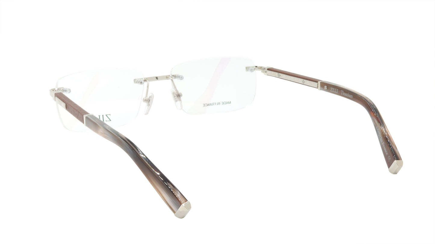 ZILLI Eyeglasses Frame Titanium Acetate Leather France Made ZI 60031 C06