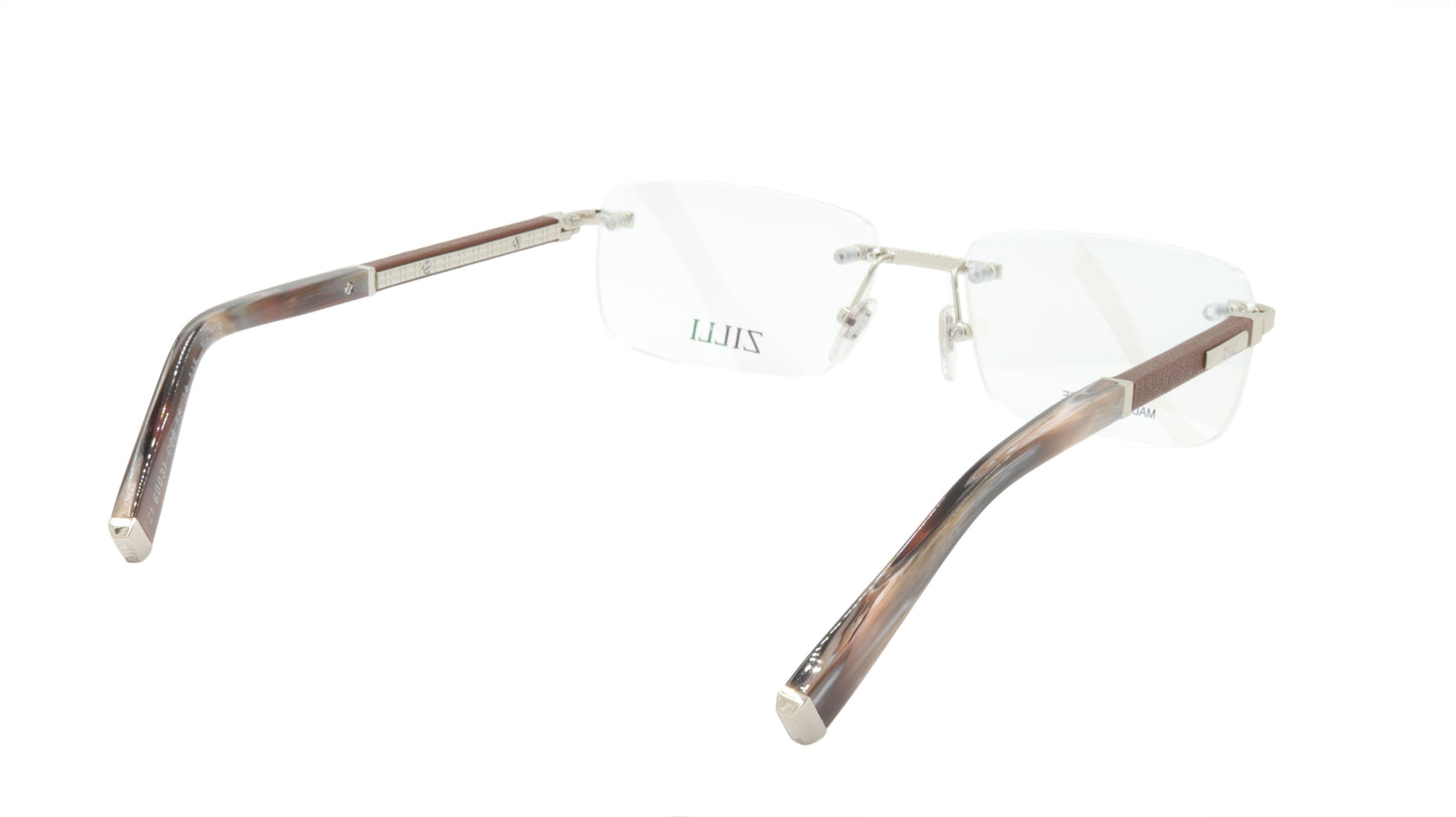 ZILLI Eyeglasses Frame Titanium Acetate Leather France Made ZI 60031 C06