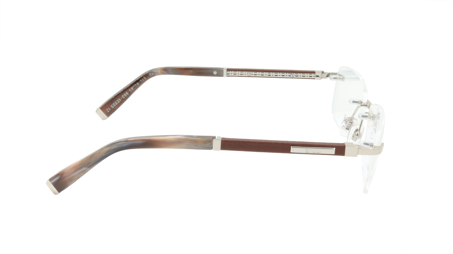 ZILLI Eyeglasses Frame Titanium Acetate Leather France Made ZI 60031 C06