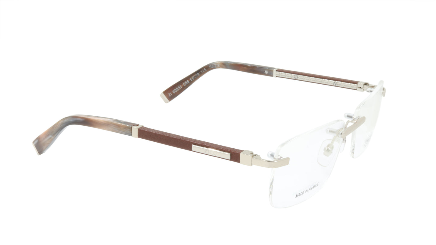ZILLI Eyeglasses Frame Titanium Acetate Leather France Made ZI 60031 C06