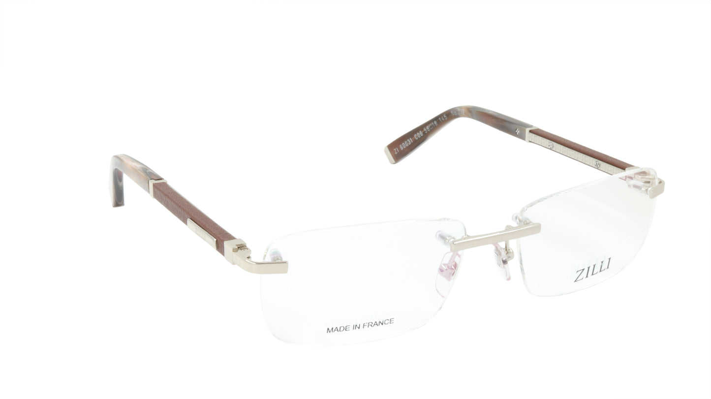 ZILLI Eyeglasses Frame Titanium Acetate Leather France Made ZI 60031 C06