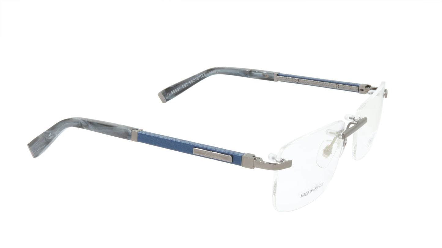 ZILLI Eyeglasses Frame Titanium Acetate Leather France Made ZI 60031 C07
