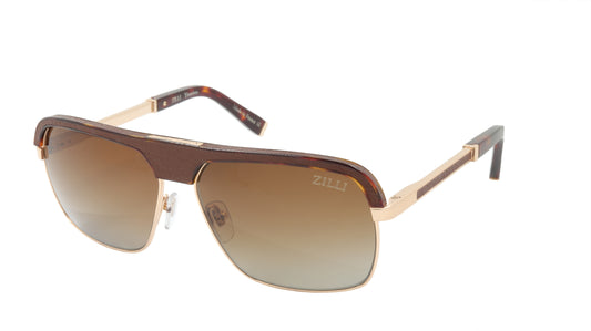 ZILLI Sunglasses Titanium Acetate Leather Polarized France Handmade ZI 65024 C06