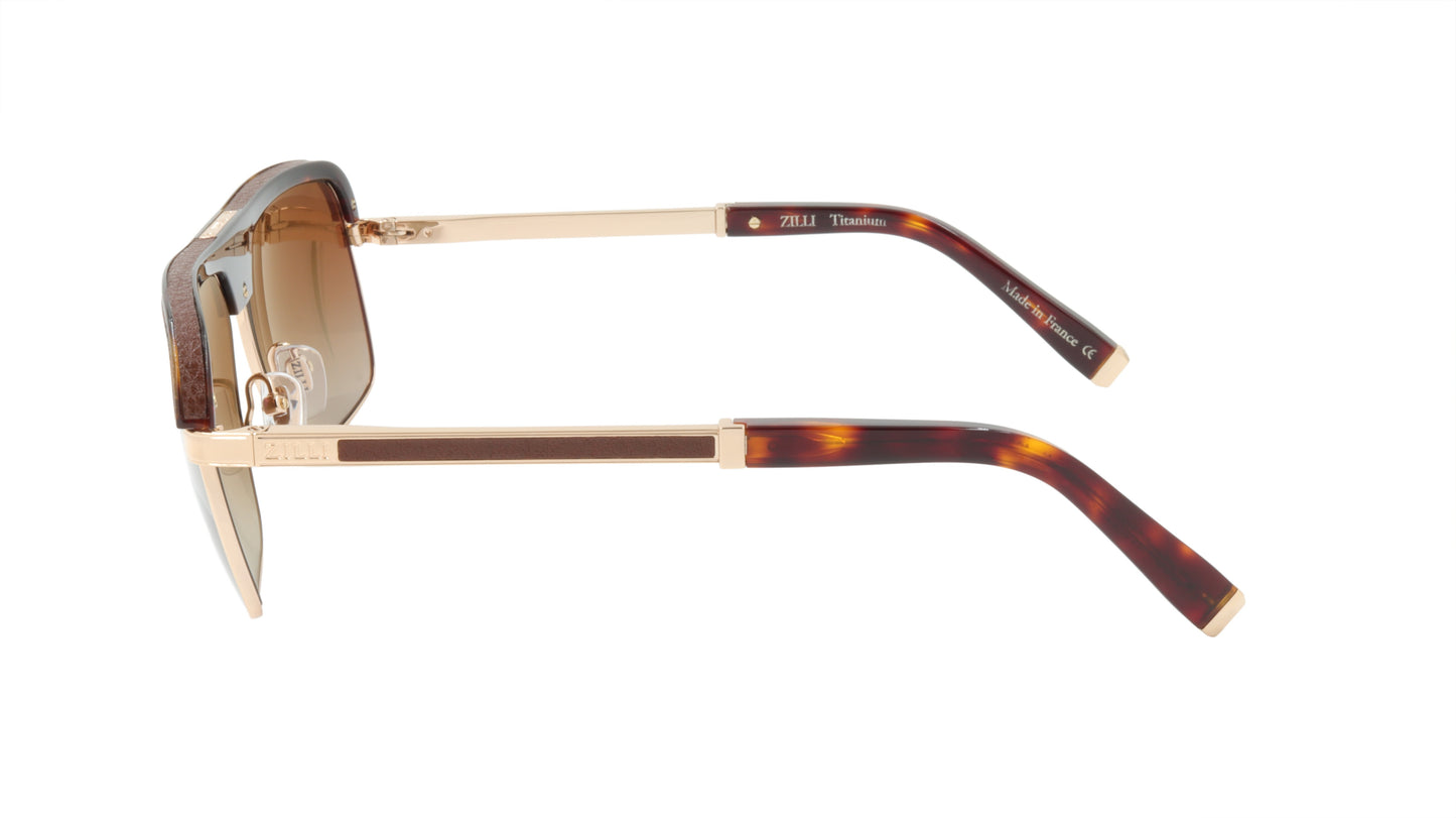 ZILLI Sunglasses Titanium Acetate Leather Polarized France Handmade ZI 65024 C06