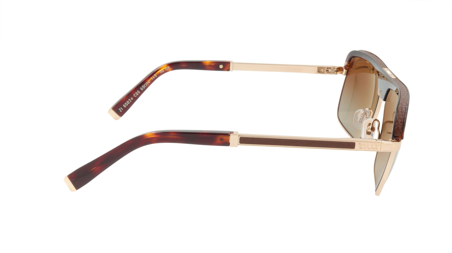 ZILLI Sunglasses Titanium Acetate Leather Polarized France Handmade ZI 65024 C06
