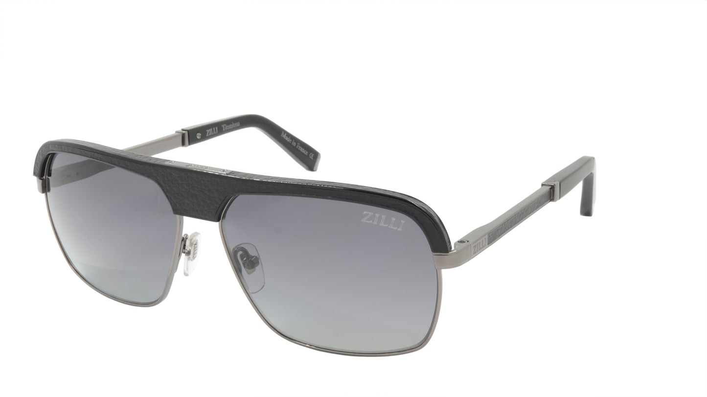 ZILLI Sunglasses Titanium Acetate Leather Polarized France Handmade ZI 65024 C05