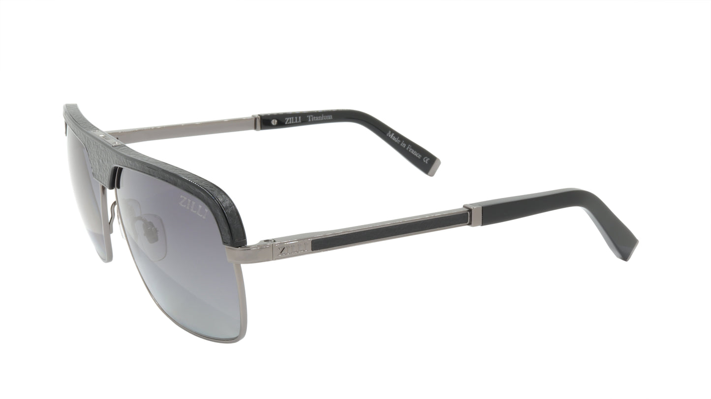ZILLI Sunglasses Titanium Acetate Leather Polarized France Handmade ZI 65024 C05
