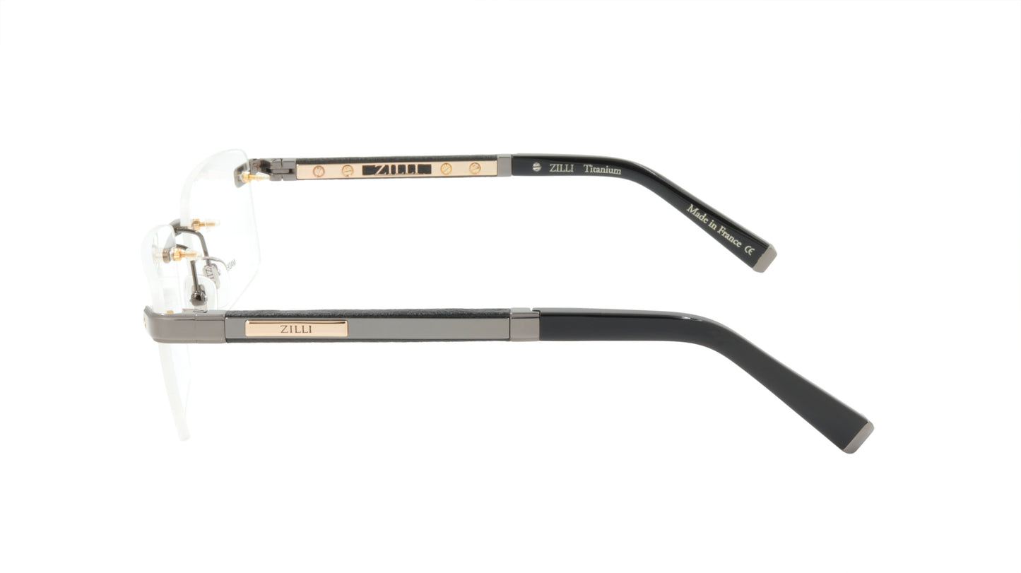 ZILLI Eyeglasses Frame Titanium Acetate Leather France Made ZI 60012 C03
