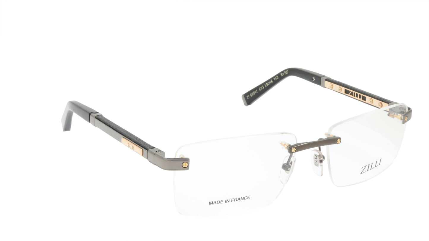 ZILLI Eyeglasses Frame Titanium Acetate Leather France Made ZI 60012 C03