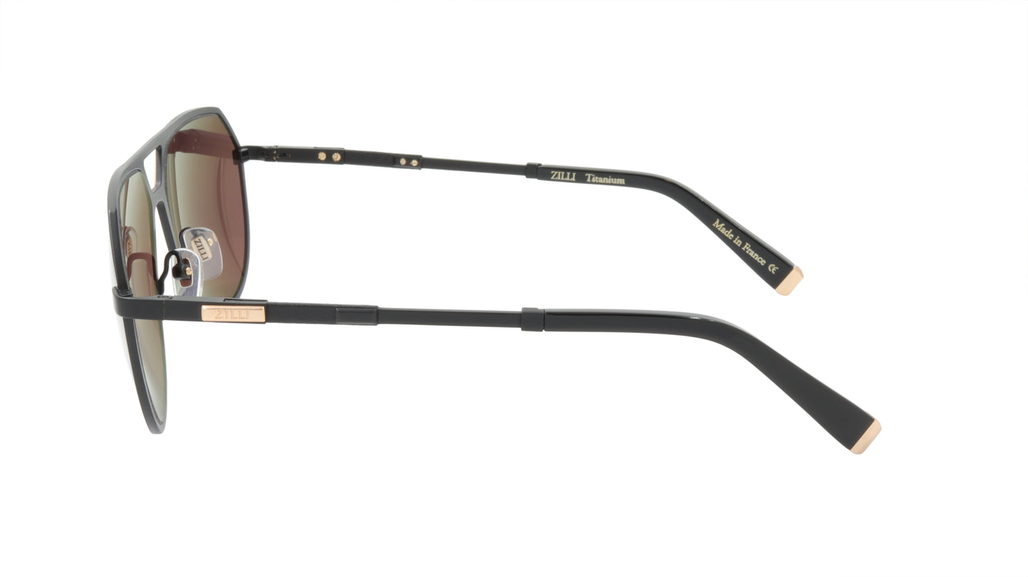 ZILLI Sunglasses Titanium Acetate Leather Polarized France Handmade ZI 65023 C06