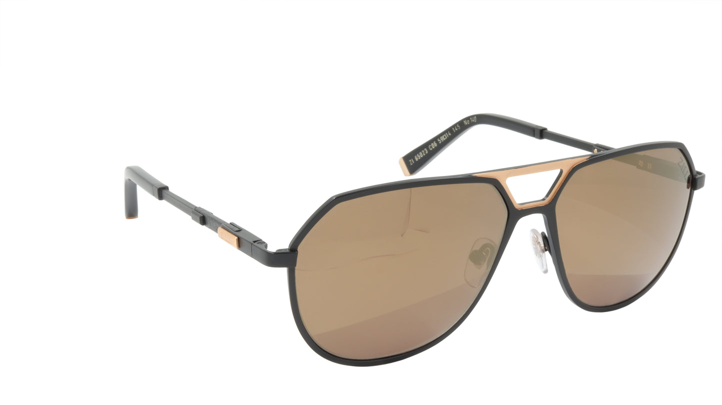 ZILLI Sunglasses Titanium Acetate Leather Polarized France Handmade ZI 65023 C06
