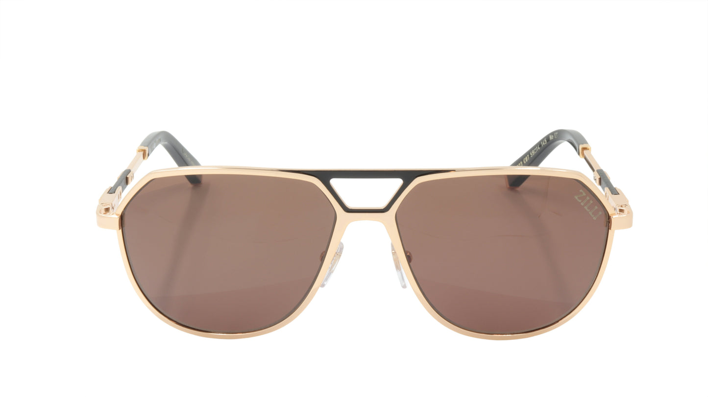 ZILLI Sunglasses Titanium Acetate Leather Polarized France Handmade ZI 65023 C07