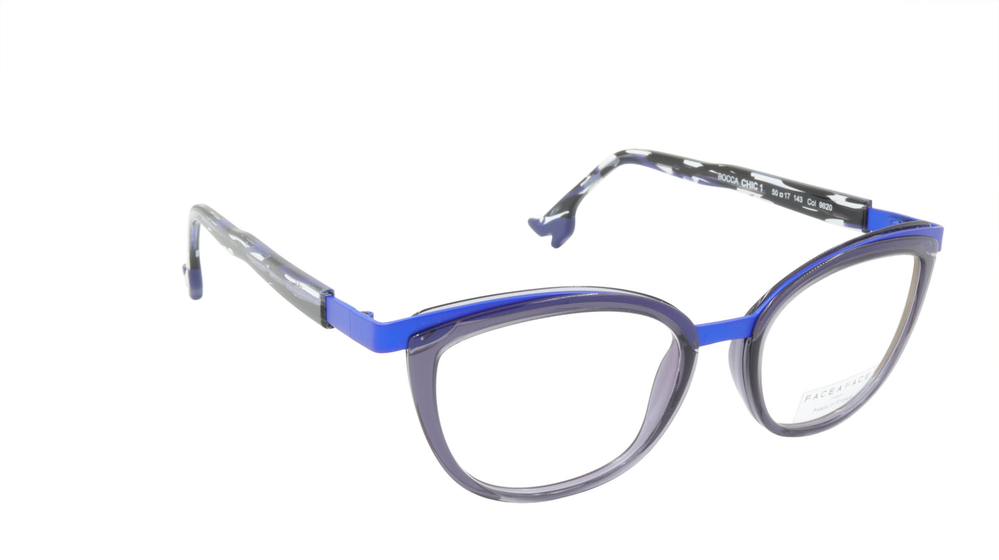 Face A Face Eyeglasses Frame BOCCA CHIC 1 Col. 9620 Acetate Dark Violet Mauve