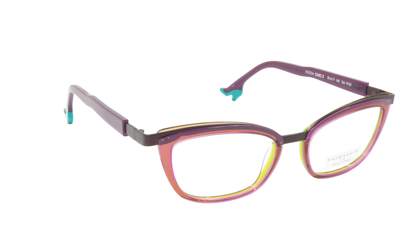 Face A Face Eyeglasses Frame BOCCA CHIC 2 Col. 9122 Acetate Electric Violet