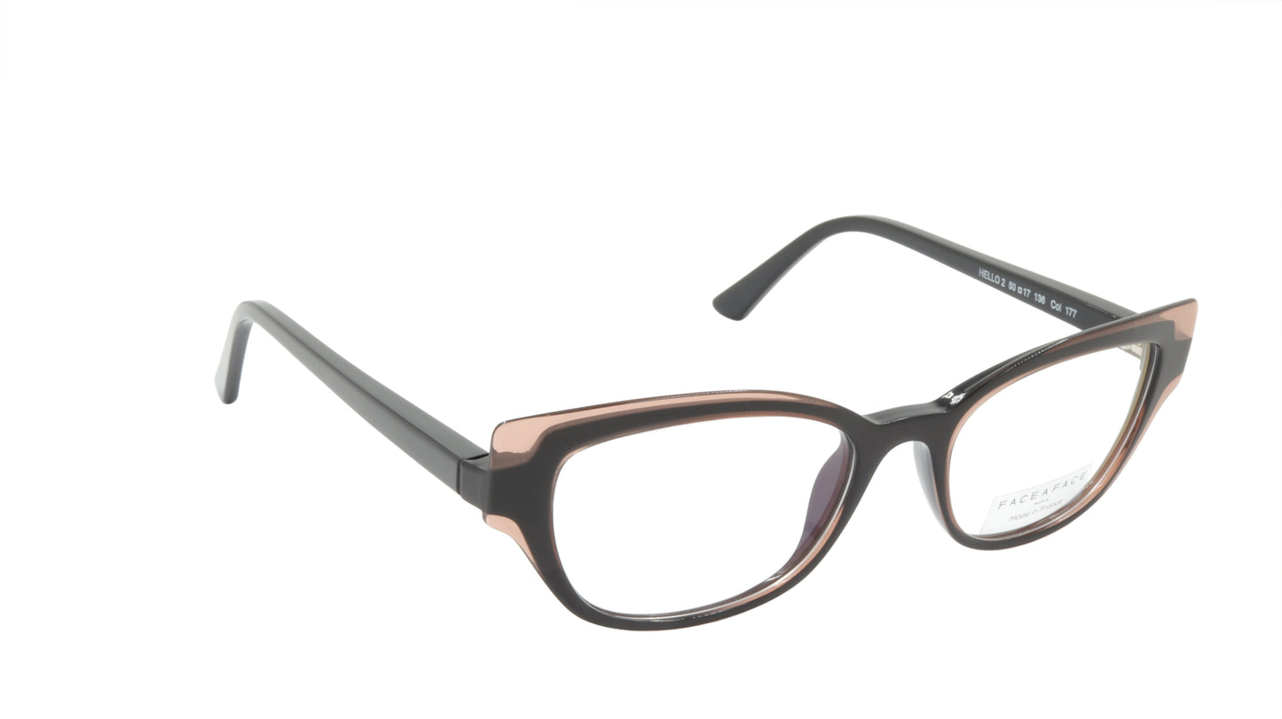 Face A Face Eyeglasses Frame HELLO 2 Col. 177 Acetate Black Opaque Nude