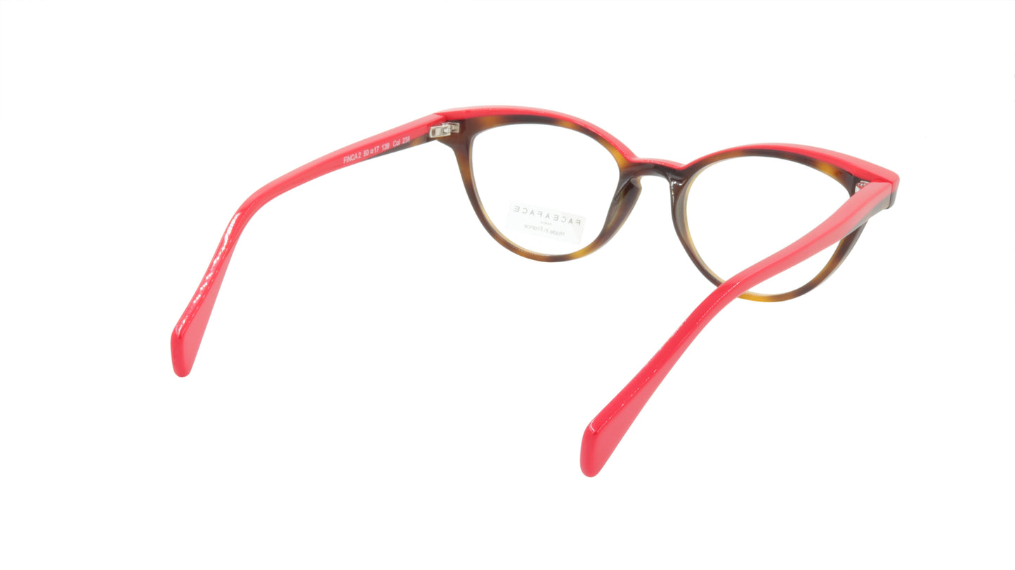 Face A Face Eyeglasses Frame FINCA 2 Col. 238 Acetate Dark Tortoise Red