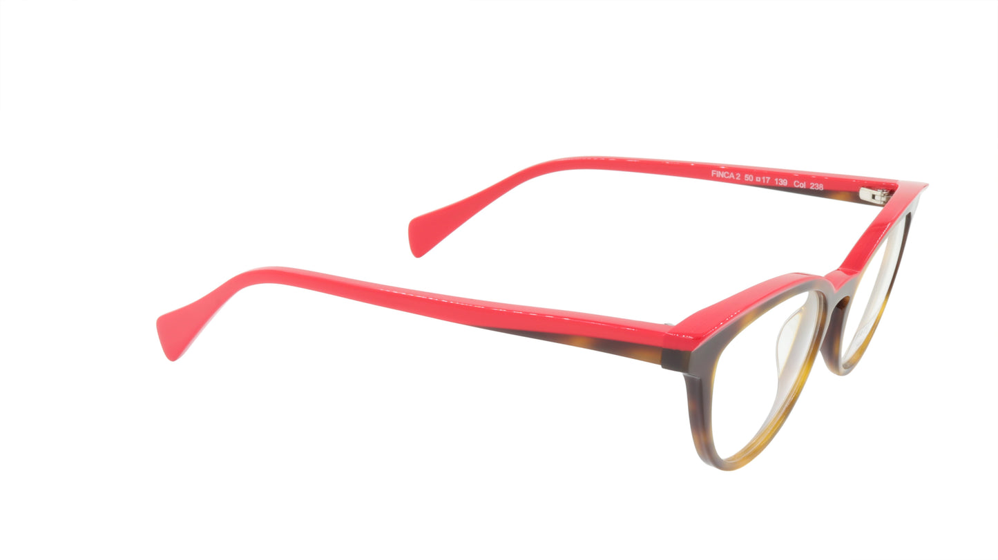 Face A Face Eyeglasses Frame FINCA 2 Col. 238 Acetate Dark Tortoise Red