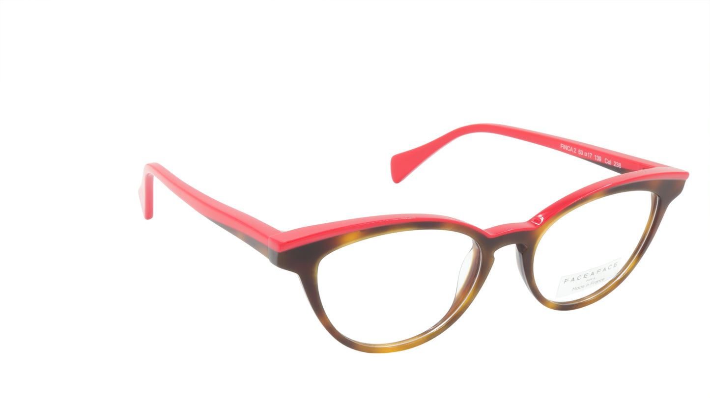 Face A Face Eyeglasses Frame FINCA 2 Col. 238 Acetate Dark Tortoise Red