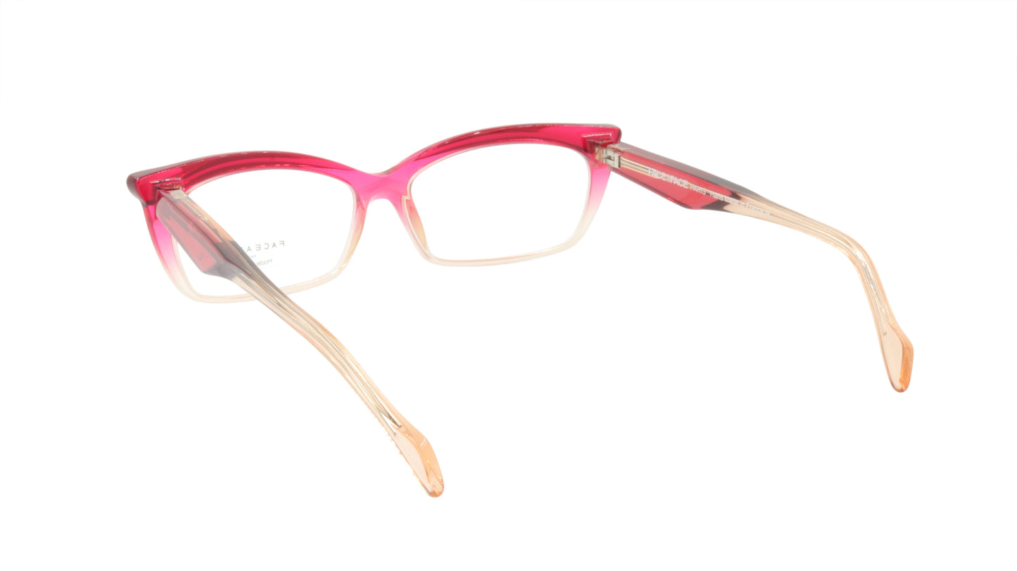 Face A Face Eyeglasses Frame EBONY 2 Col. 694 Acetate Transparent Rapberry Cream