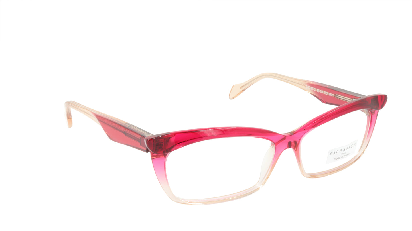 Face A Face Eyeglasses Frame EBONY 2 Col. 694 Acetate Transparent Rapberry Cream