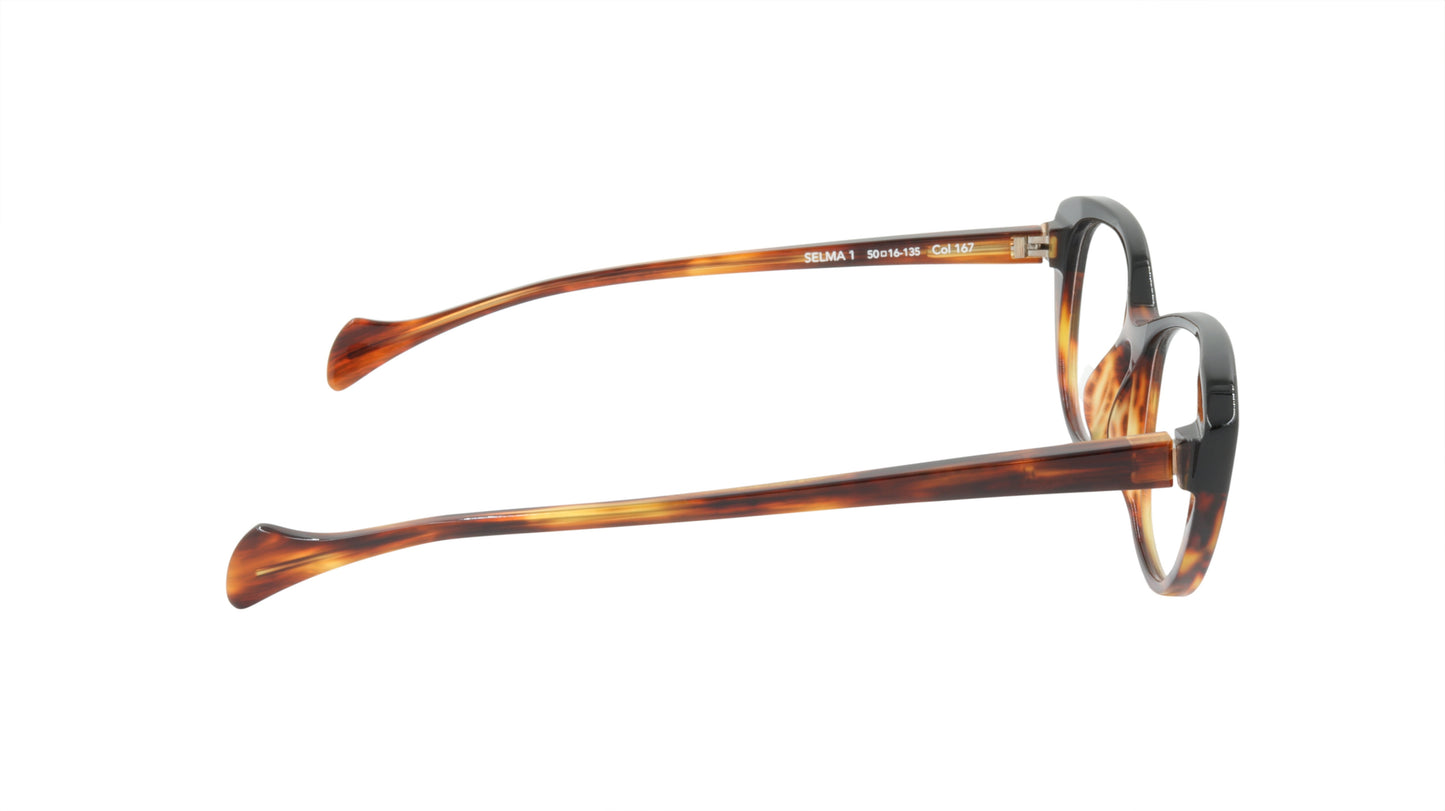 Face A Face Eyeglasses Frame SELMA 1 Col. 167 Acetate Brown Horn Black