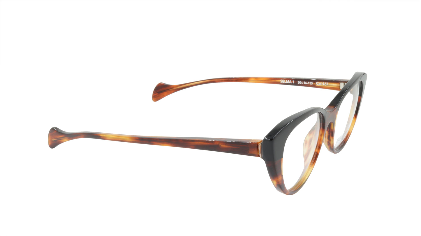 Face A Face Eyeglasses Frame SELMA 1 Col. 167 Acetate Brown Horn Black