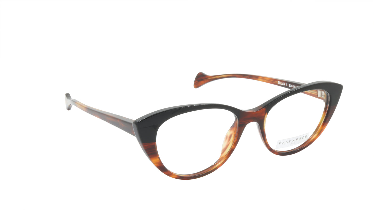 Face A Face Eyeglasses Frame SELMA 1 Col. 167 Acetate Brown Horn Black