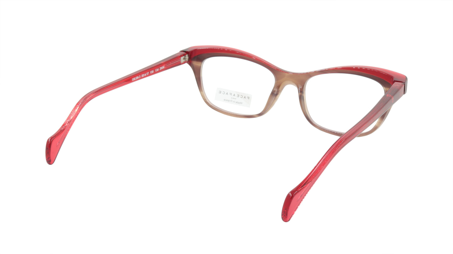 Face A Face Eyeglasses Frame GILDA 2 Col. 2036 Acetate Smoked Tortoise Raspberry