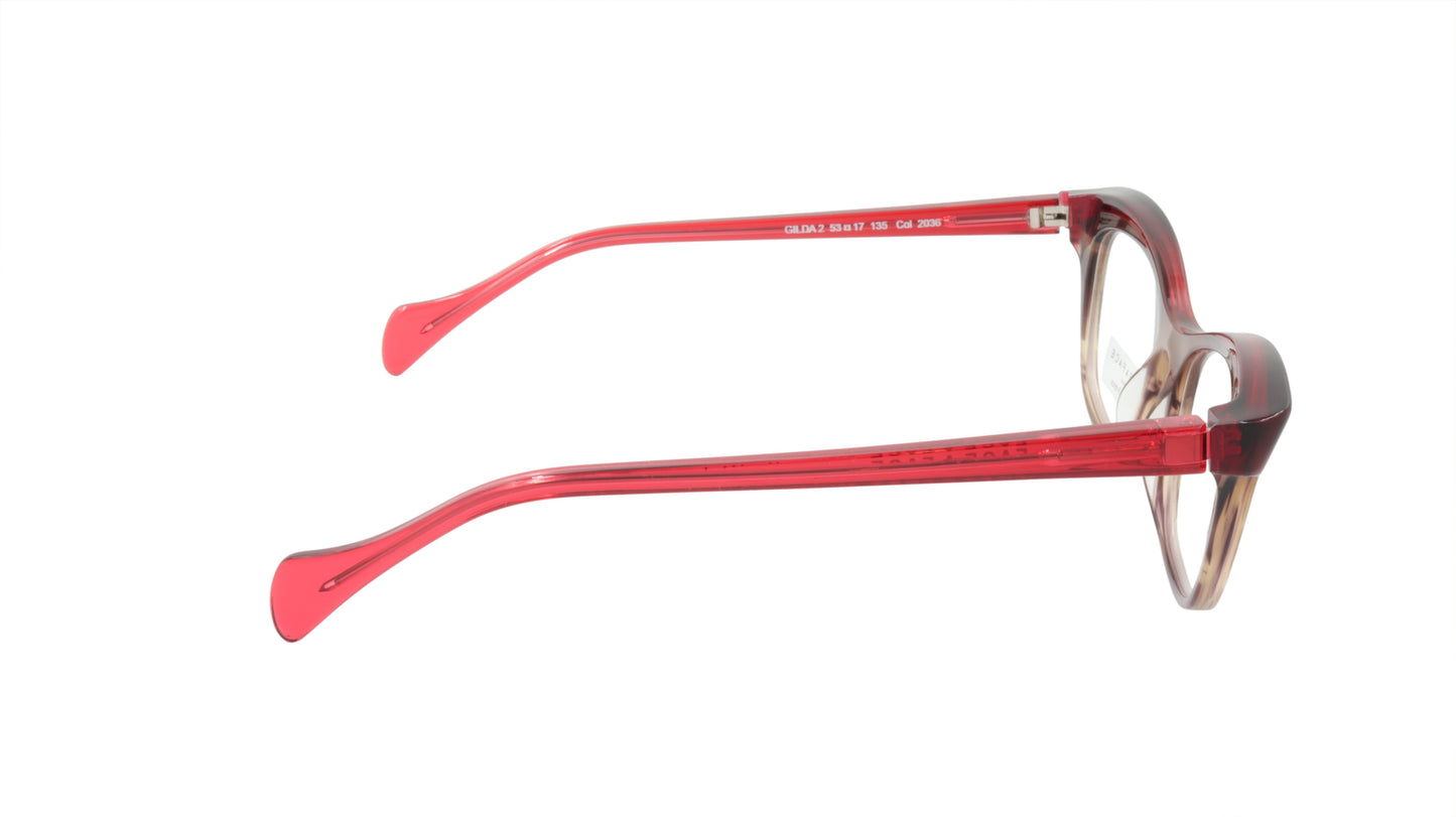 Face A Face Eyeglasses Frame GILDA 2 Col. 2036 Acetate Smoked Tortoise Raspberry