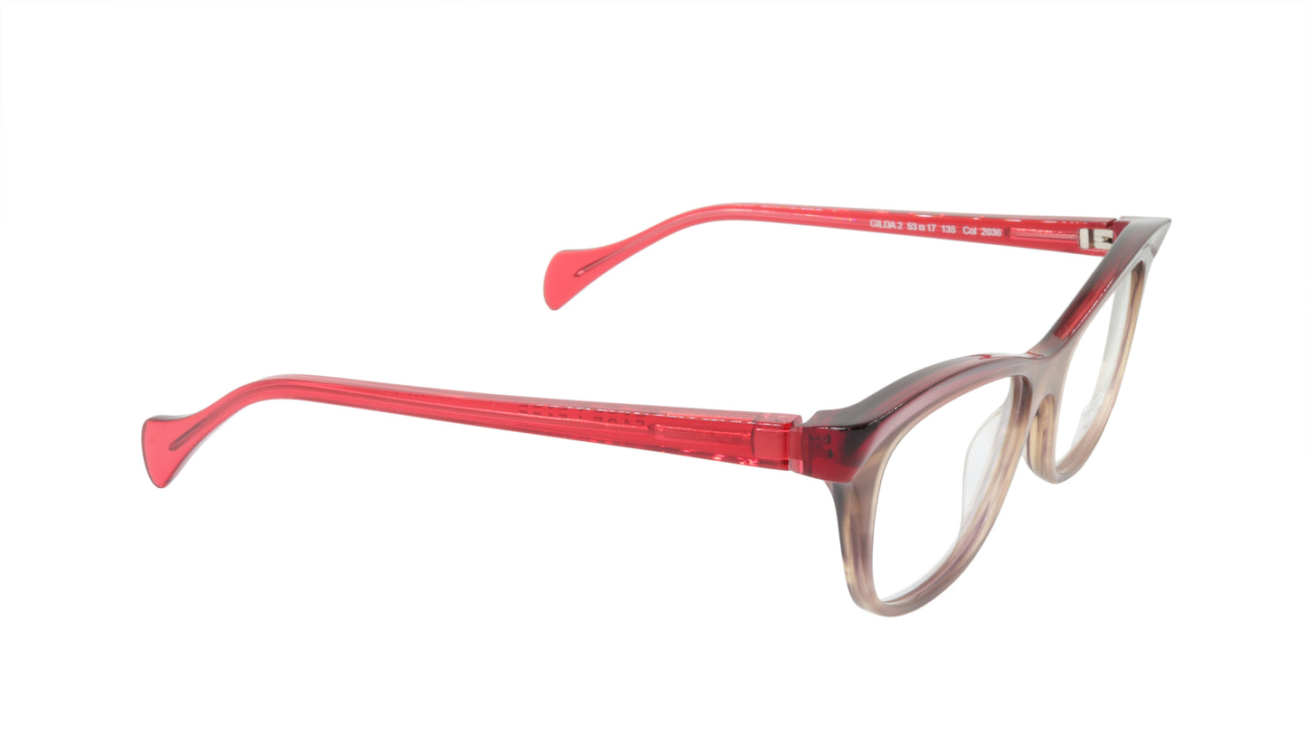 Face A Face Eyeglasses Frame GILDA 2 Col. 2036 Acetate Smoked Tortoise Raspberry