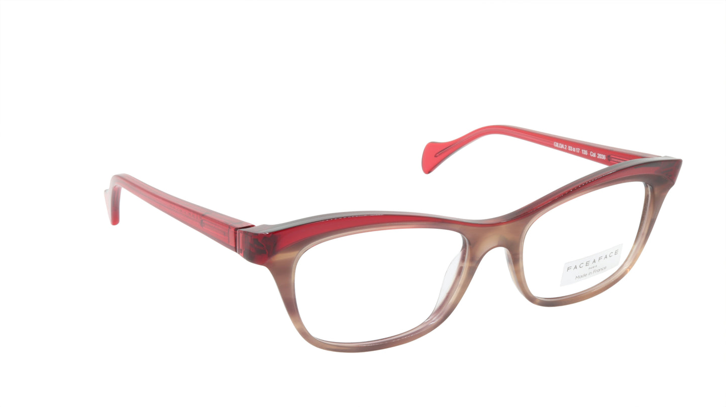Face A Face Eyeglasses Frame GILDA 2 Col. 2036 Acetate Smoked Tortoise Raspberry