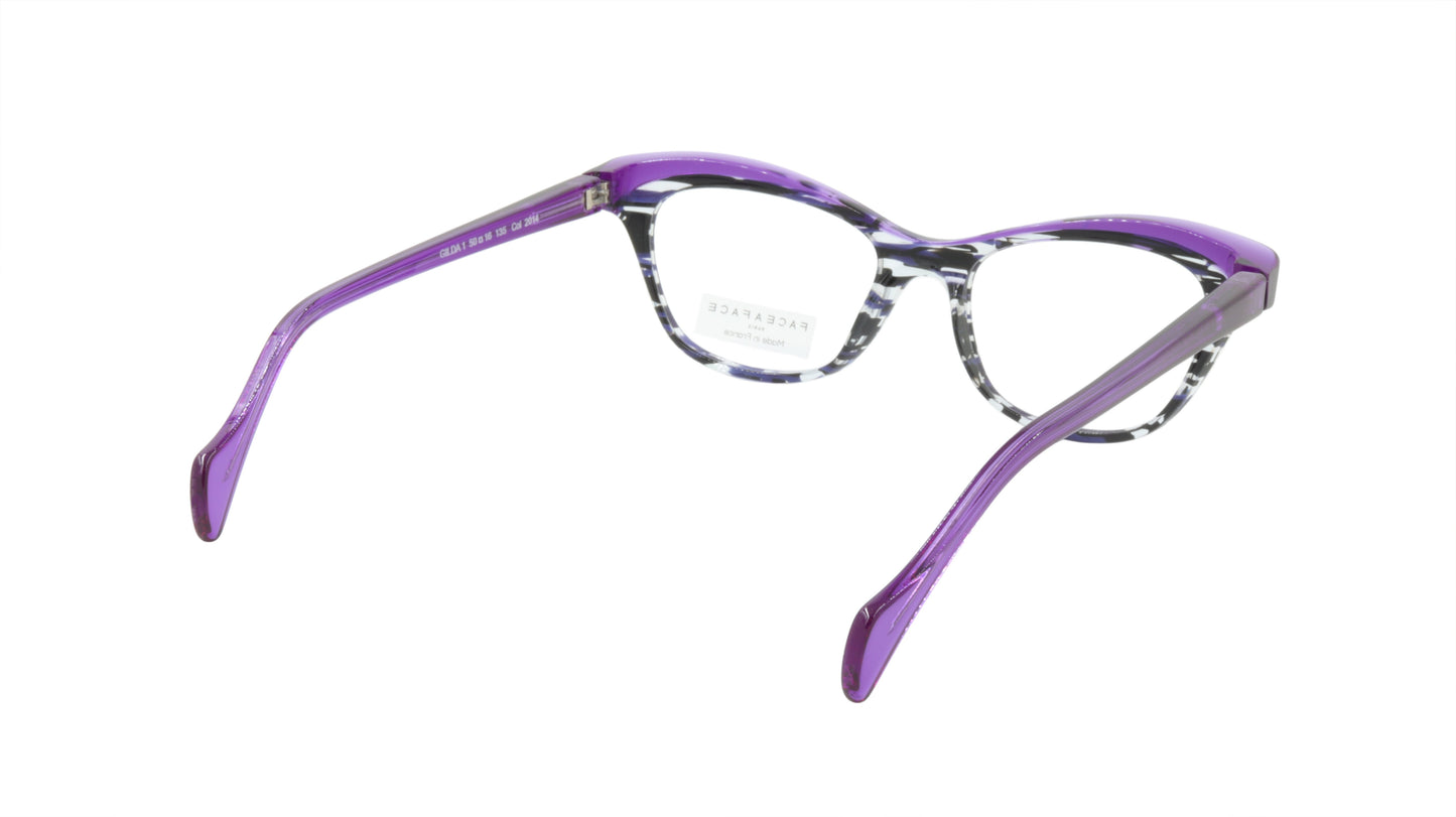 Face A Face Eyeglasses Frame GILDA 1 Col. 2014 Acetate Lines and Blue Light