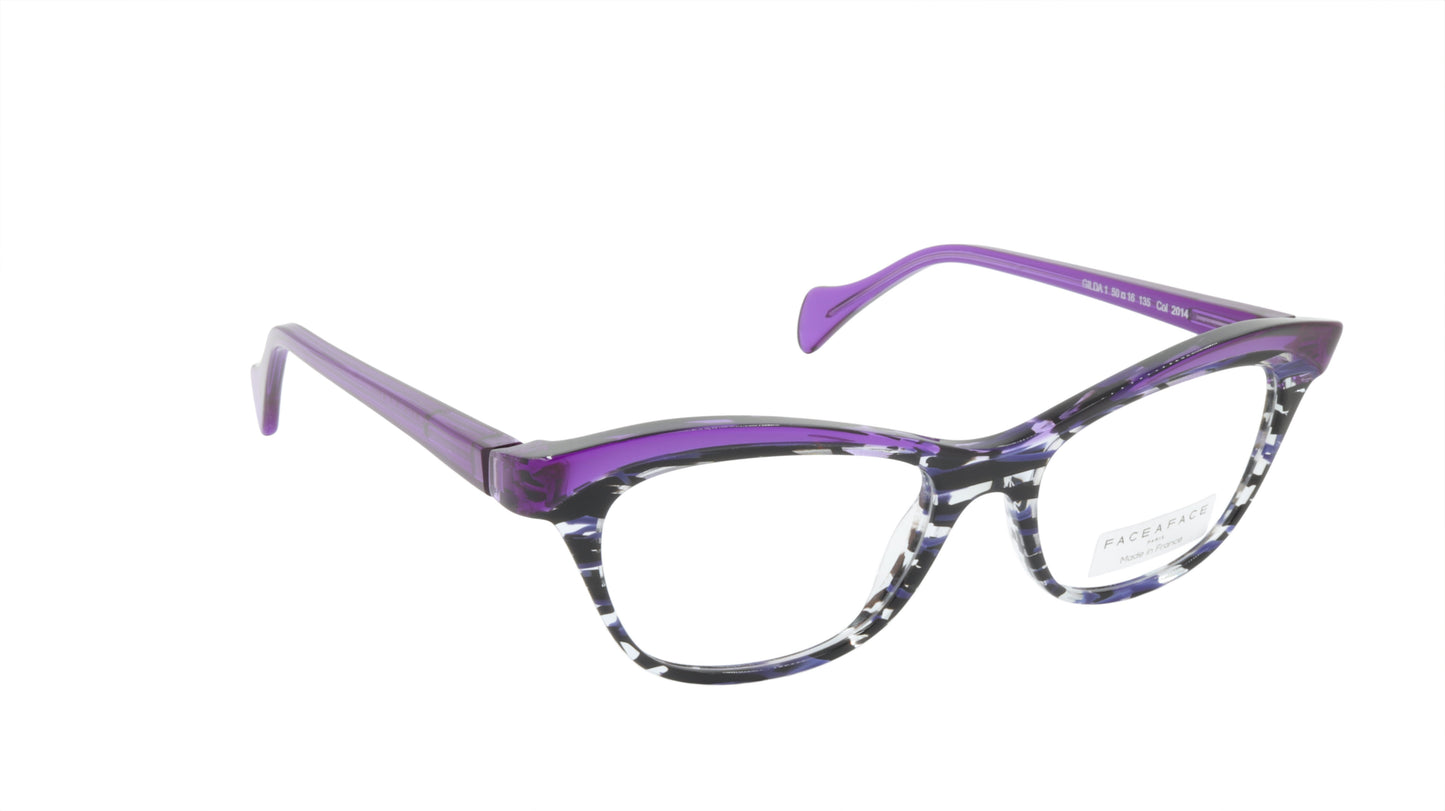 Face A Face Eyeglasses Frame GILDA 1 Col. 2014 Acetate Lines and Blue Light