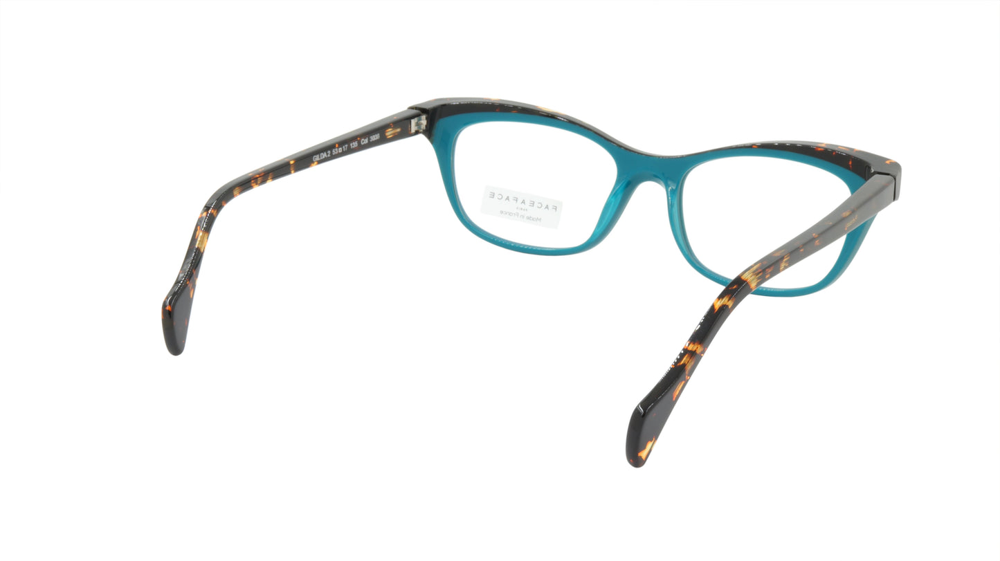 Face A Face Eyeglasses Frame GILDA 2 Col. 3036 Acetate Dark Opaque Turquoise
