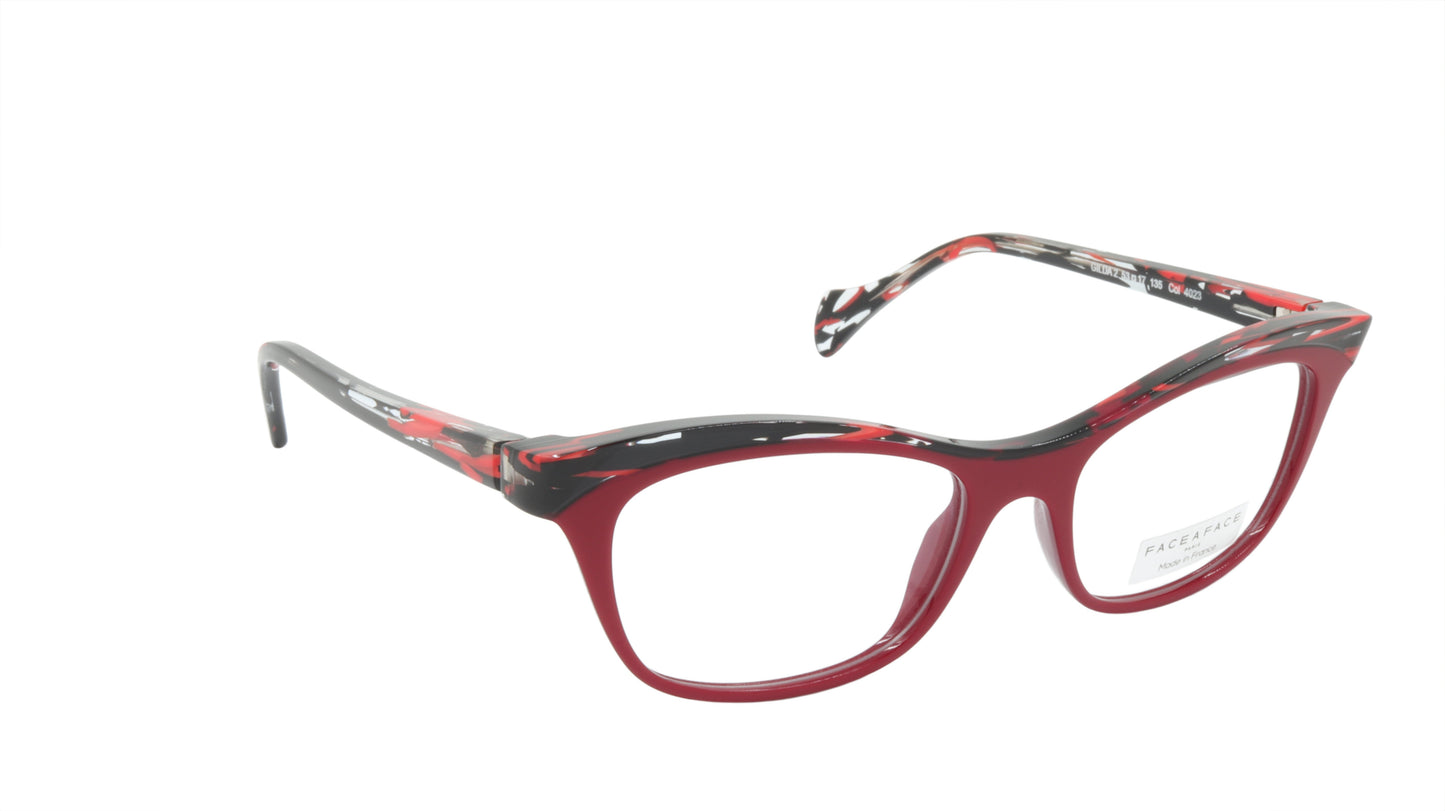 Face A Face Eyeglasses Frame GILDA 2 Col. 4023 Acetate Purple Red Lines Red Ligh