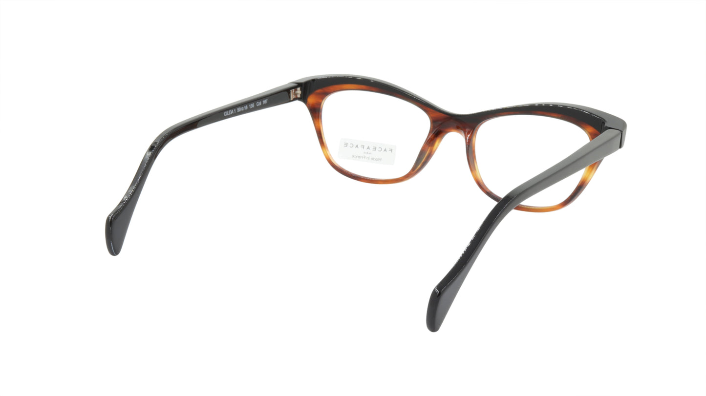Face A Face Eyeglasses Frame GILDA 1 Col. 167 Acetate Brown Horn Black