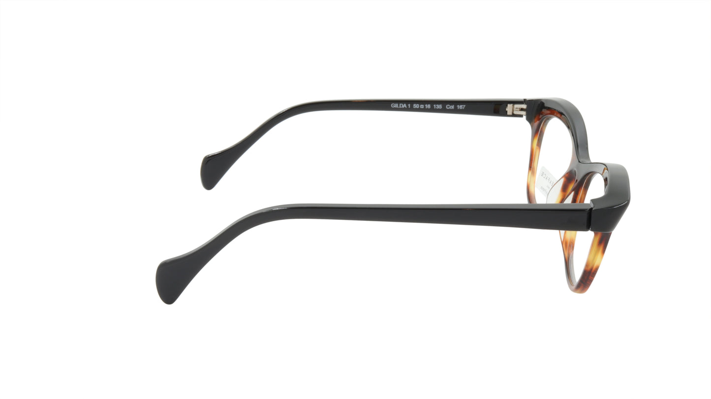 Face A Face Eyeglasses Frame GILDA 1 Col. 167 Acetate Brown Horn Black
