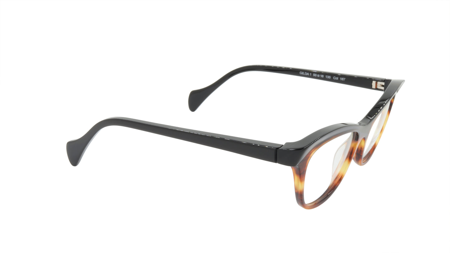 Face A Face Eyeglasses Frame GILDA 1 Col. 167 Acetate Brown Horn Black