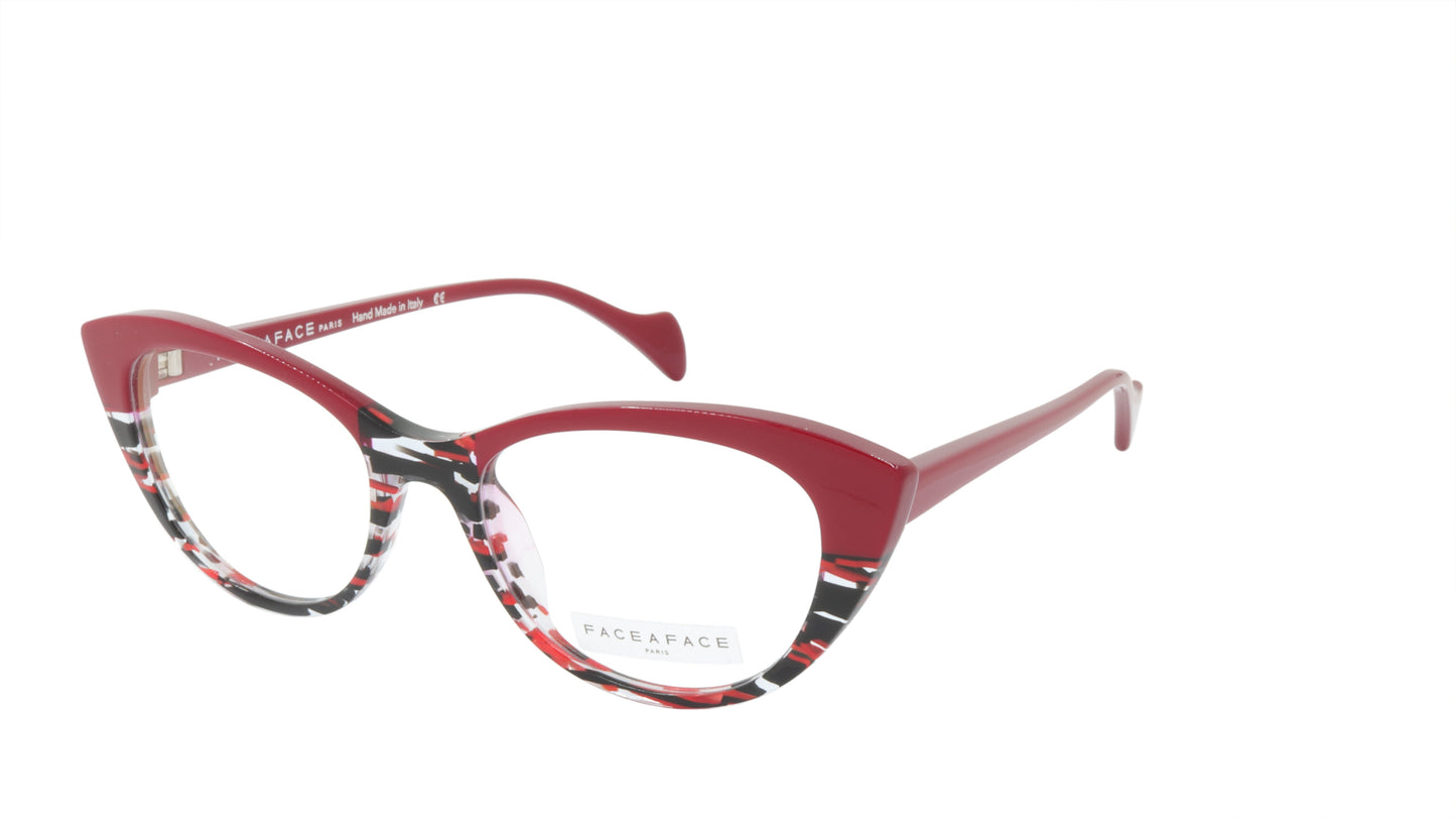 Face A Face Eyeglasses Frame SELMA 1 Col. 3024 Acetate Red Lines and Light