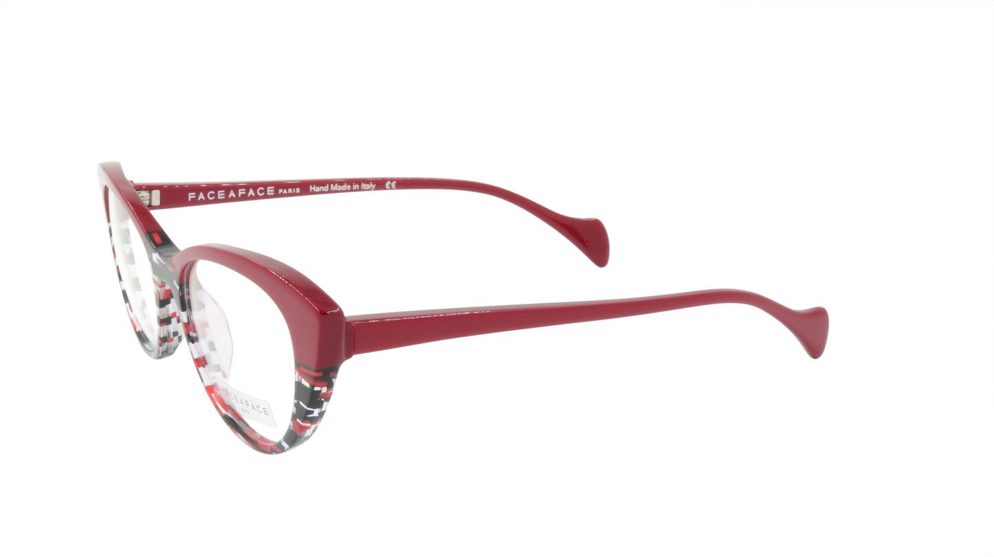 Face A Face Eyeglasses Frame SELMA 1 Col. 3024 Acetate Red Lines and Light
