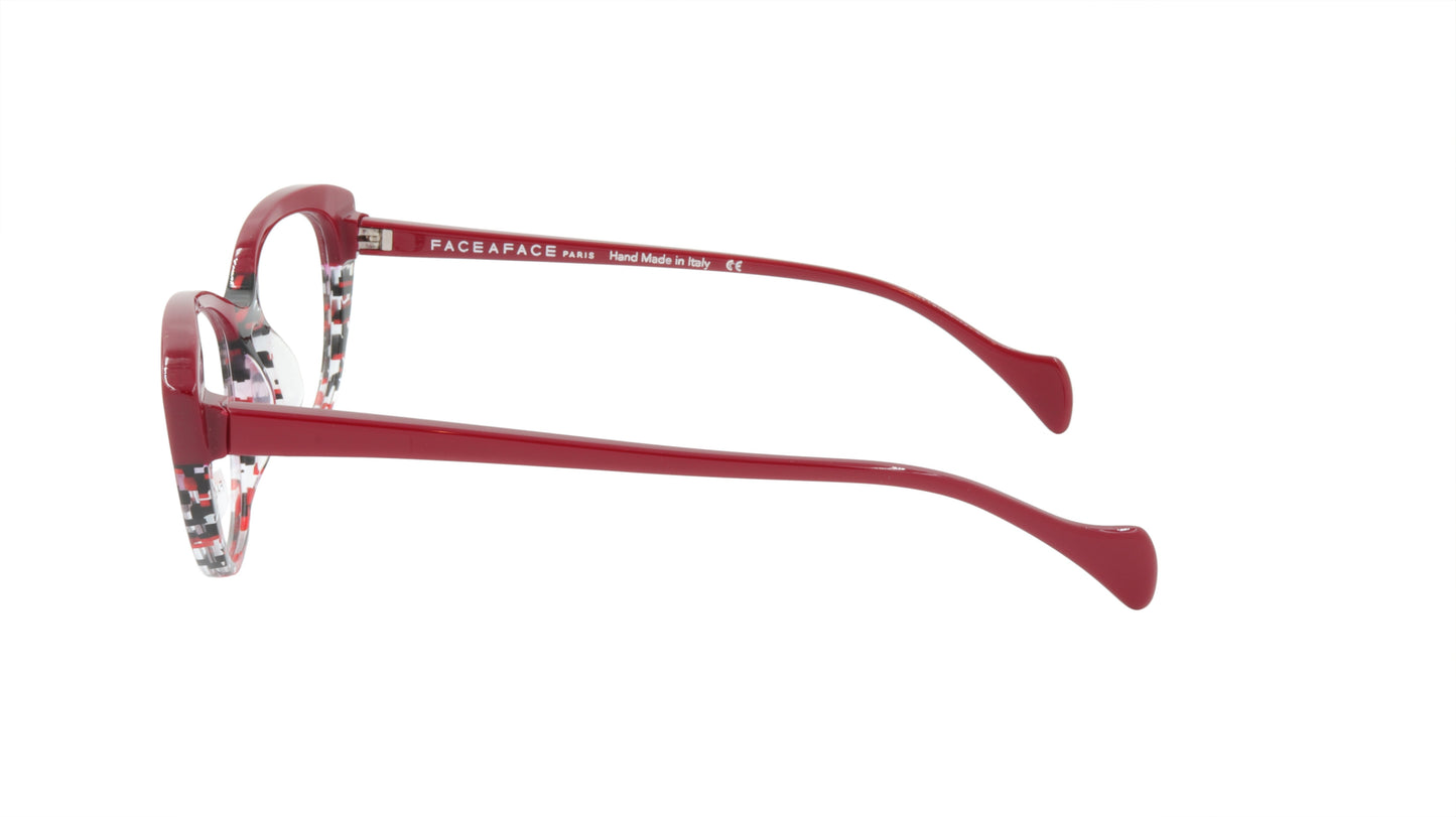Face A Face Eyeglasses Frame SELMA 1 Col. 3024 Acetate Red Lines and Light