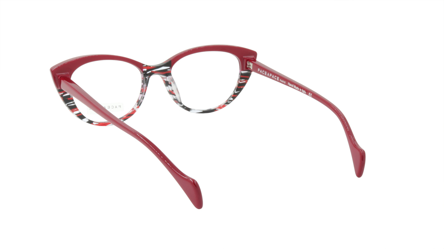 Face A Face Eyeglasses Frame SELMA 1 Col. 3024 Acetate Red Lines and Light
