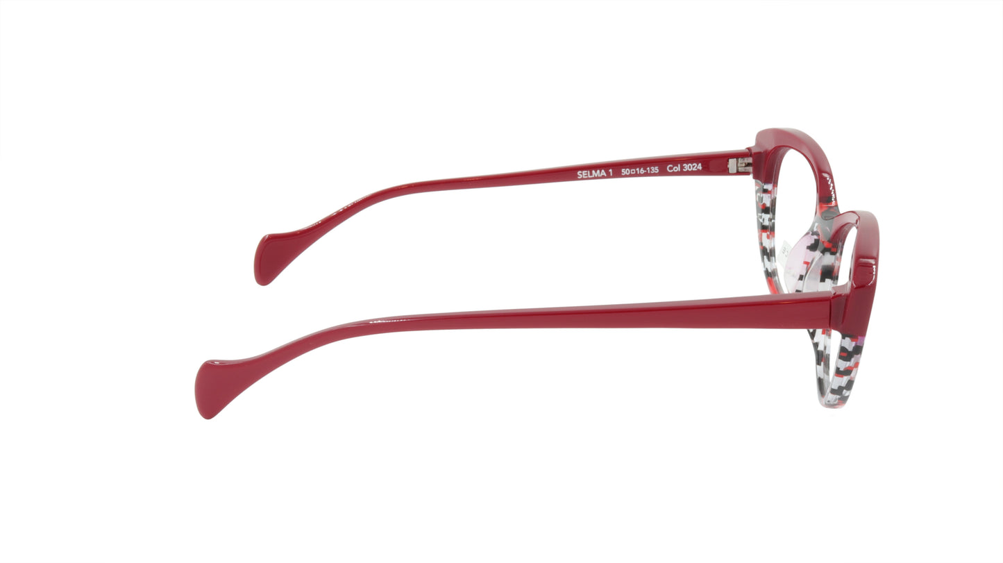 Face A Face Eyeglasses Frame SELMA 1 Col. 3024 Acetate Red Lines and Light