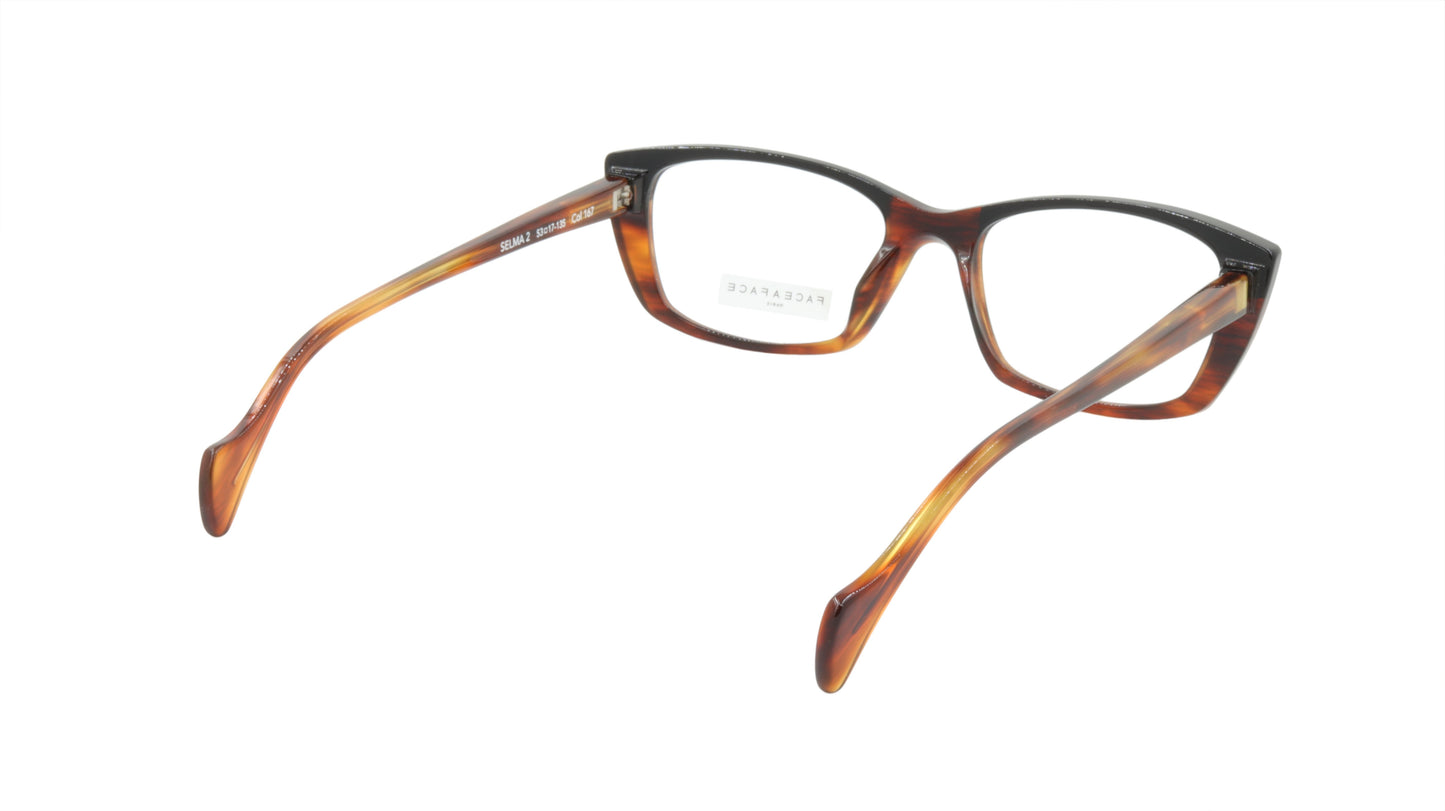 Face A Face Eyeglasses Frame SELMA 2 Col. 167 Acetate Bronw Horn Black