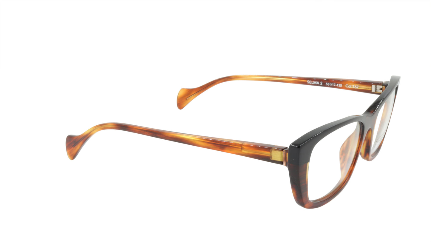 Face A Face Eyeglasses Frame SELMA 2 Col. 167 Acetate Bronw Horn Black